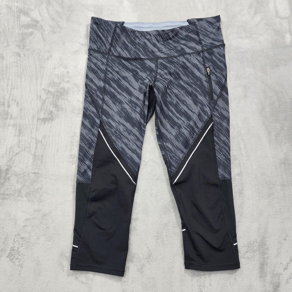 Champion Leggings Womens L Gray Capri Zip Pocket Running Yoga Drawstring Workout